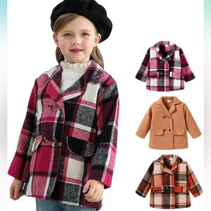 Girl Jacket Plaid Jackets Shacket for Girls Kids Fall Winter Pea Coat 5-6 size